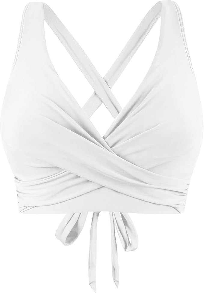 Lace Up Bikini Top for Women Swimwear Tops Only Underwire Full Coverage Bikini Top Bathing Suit | Amazon (US)