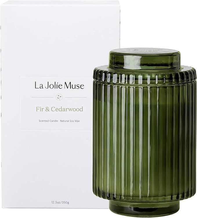 LA JOLIE MUSE Fir & Cedarwood Scented Candle - Candles Gift for Holiday, Green Candles for Home S... | Amazon (US)