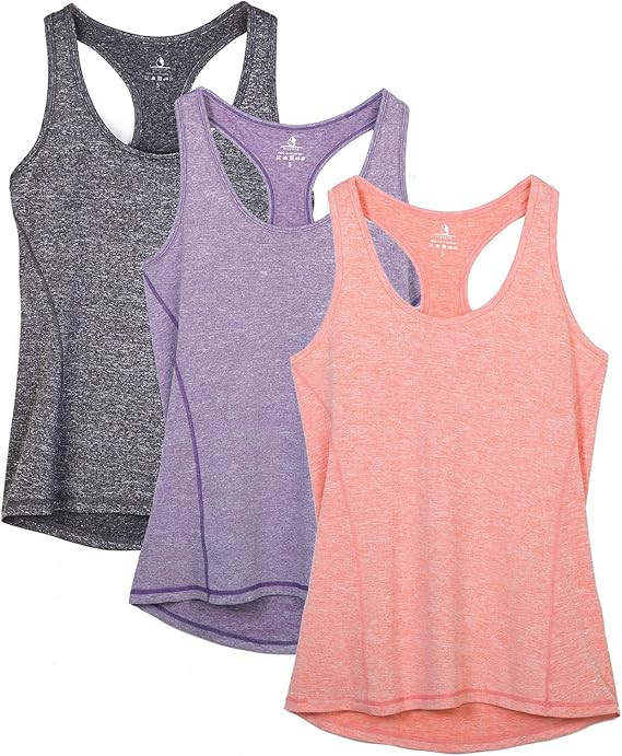 icyzone Womens' Racerback Workout Athletic Running Tank Tops (Pack of 3) | Amazon (US)