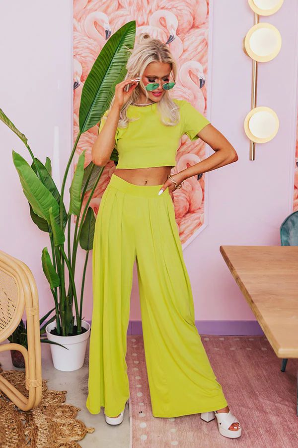 Divine Spark High Waist Pants In Lime Punch | Impressions Online Boutique