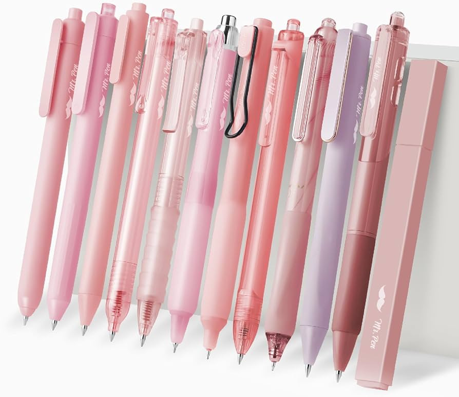 Mr. Pen- Gel Ink Pink Pen Set, 12 Pack, 1 x Aesthetic Highlighter, 0.5mm Cute Pink Pens Black Ink... | Amazon (US)