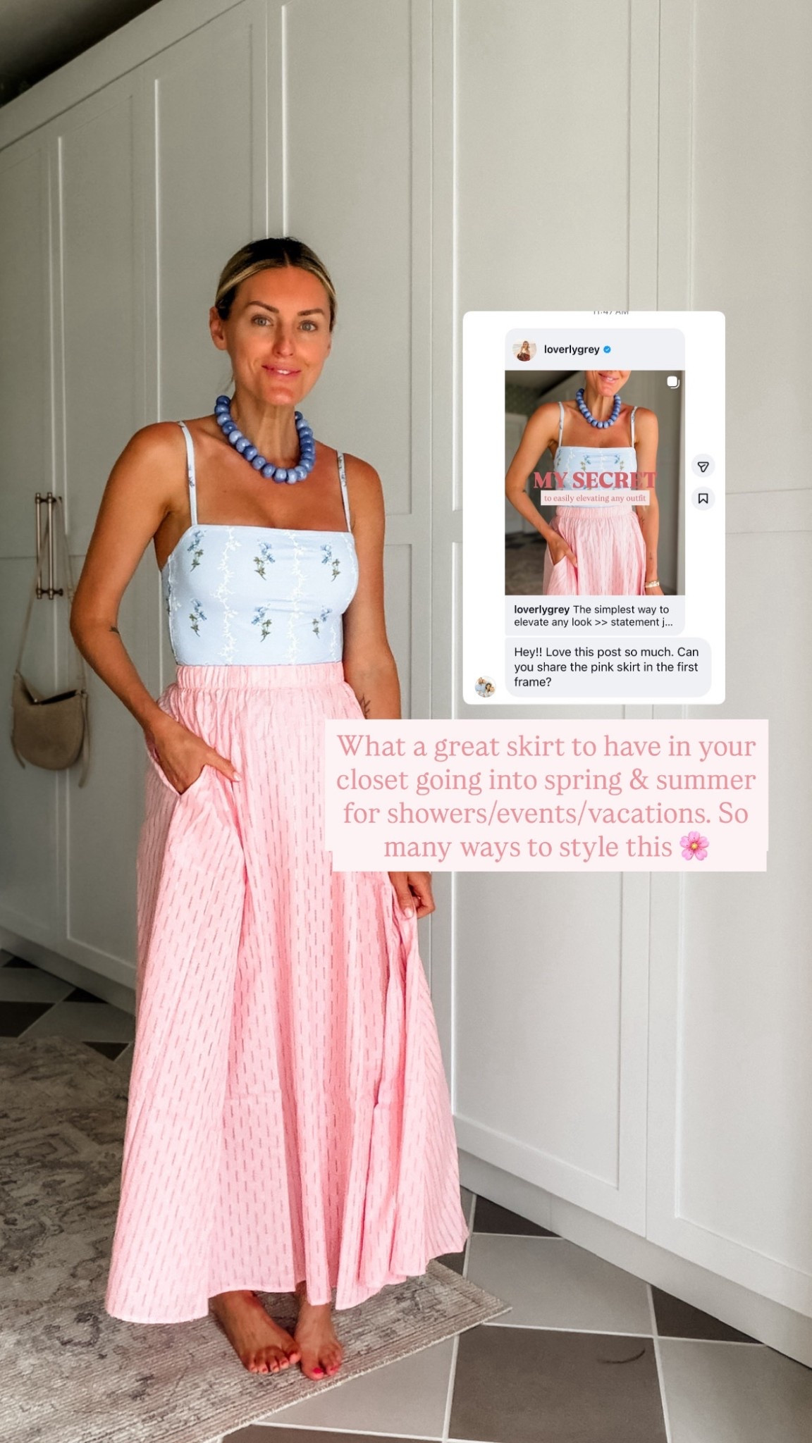 This maxi skirt has a matching top as well! The color is perfect for spring! Wearing M in the swimsuit & S in the skirt. 

Loverly Grey, Shopbop, women’s swim, one piece swim, floral swim, pink maxi skirt 

#LTKTravel #LTKSwim #LTKSeasonal