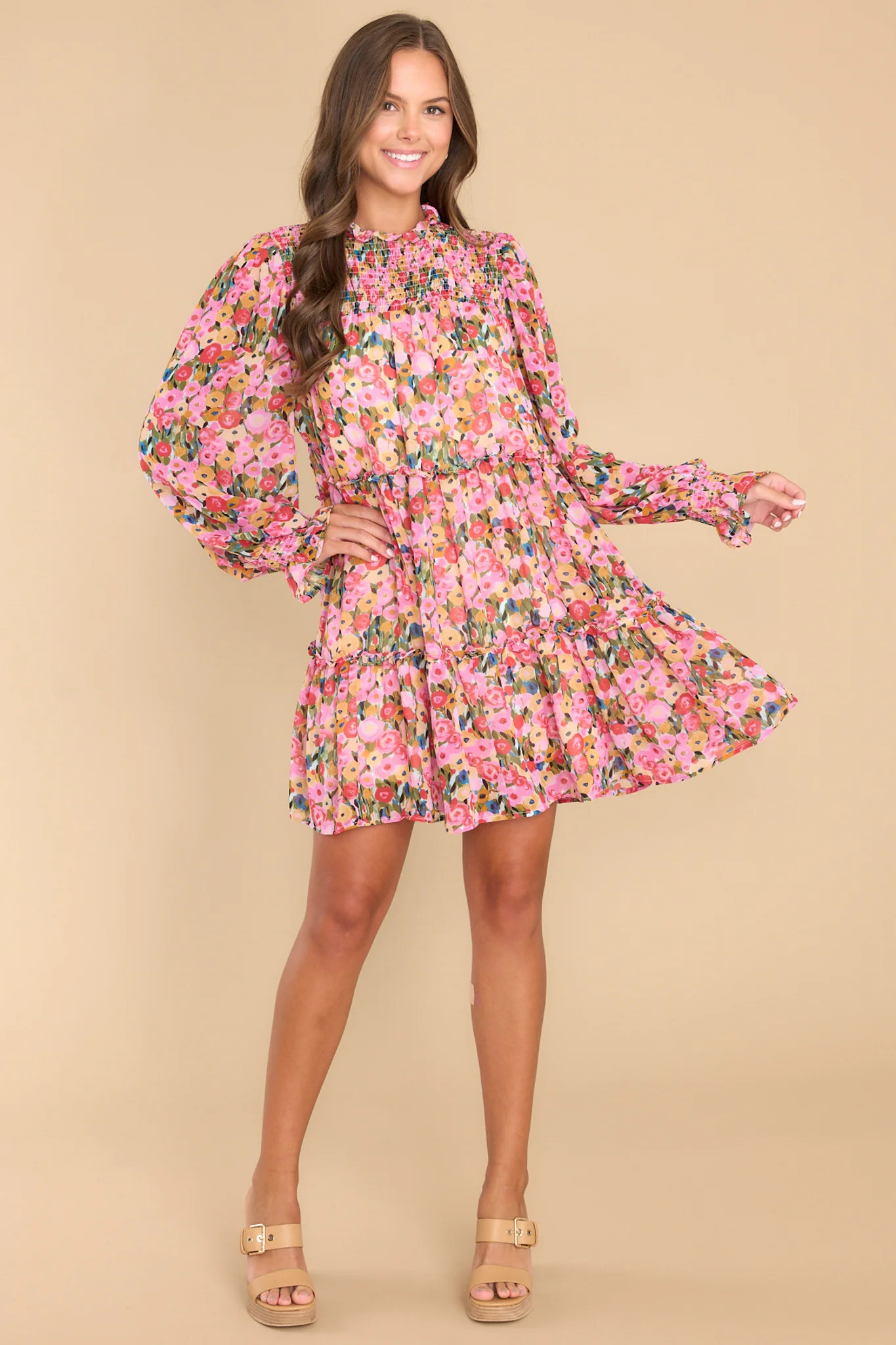 Romance Everywhere Pink Floral Dress | Red Dress 