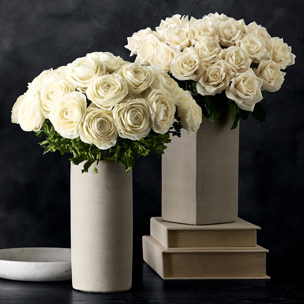 Jeff Leatham x Williams Sonoma Square White Ceramic Vase | Williams-Sonoma
