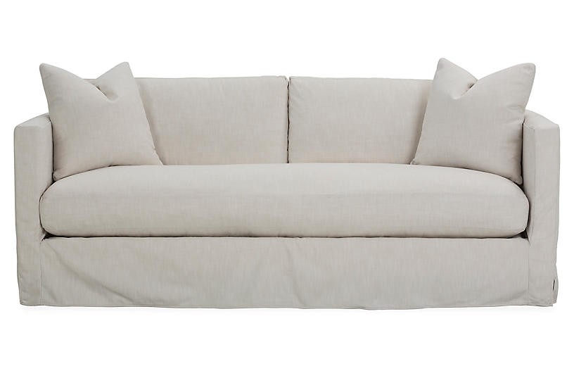 Shaw Slipcover Bench-Seat Sofa, Ivory Crypton | One Kings Lane