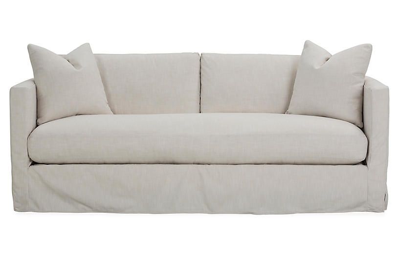 Shaw Slipcover Bench-Seat Sofa, Ivory Crypton | One Kings Lane