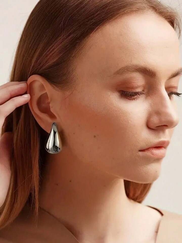 1 paar Vrouwen In de mode Zilver Druppeloorbellen Voor Elke dag Draag | SHEIN