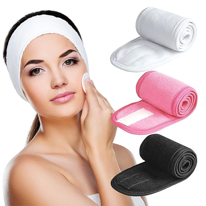 Denfany Spa Headband 3 Pack Ultra Soft Adjustable Face Wash Headband for Face Washing, Shower, Ma... | Amazon (US)