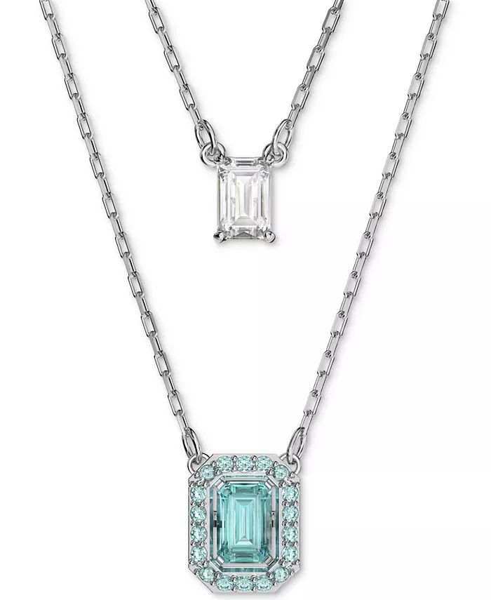 Silver-Tone Millenia Blue Crystal Pendant Two Row Necklace, 15-7/8" + 2" extender | Macys (US)