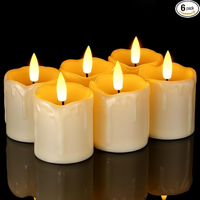 Homemory 2" x 2" Timer Flickering Flameless Candles, Realistic Battery Operated Votive Candles, 6... | Amazon (US)