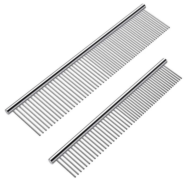 Dog Combs for Grooming, 2 Pack Metal Dog Comb with Rounded Teeth, Stainless Steel Cat Comb for Re... | Walmart (US)