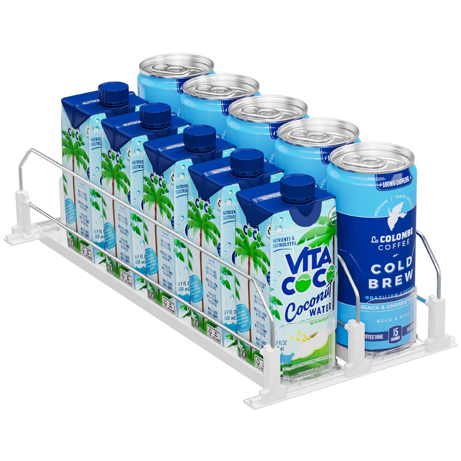 Puricon Drink Organizer for Fridge Pusher Glide, Spring Loaded Fridge Drink Dispenser, Self Pushi... | Amazon (US)