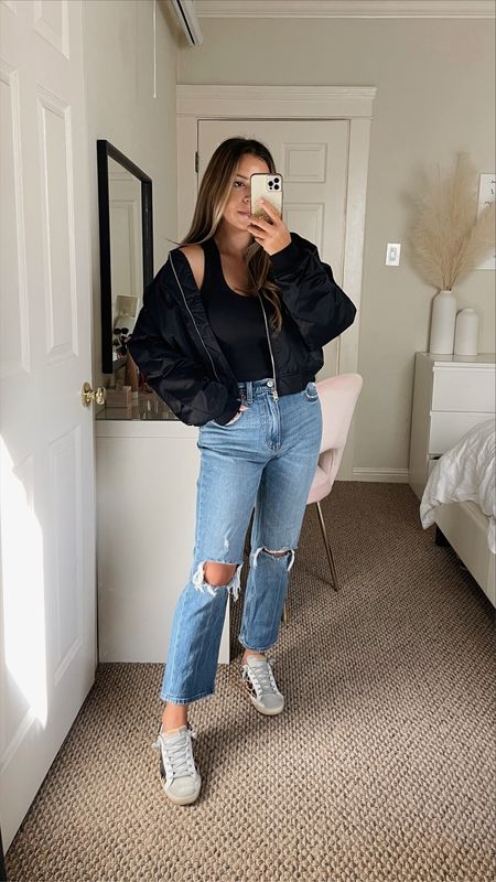 Abercrombie 25% off
Cropped bomber jacket- s
Cropped tank- s
High rise straight leg jeans- 26s

Fall outfits, fall style, petite, golden goose, casual outfit

#LTKsalealert #LTKSale #LTKSeasonal