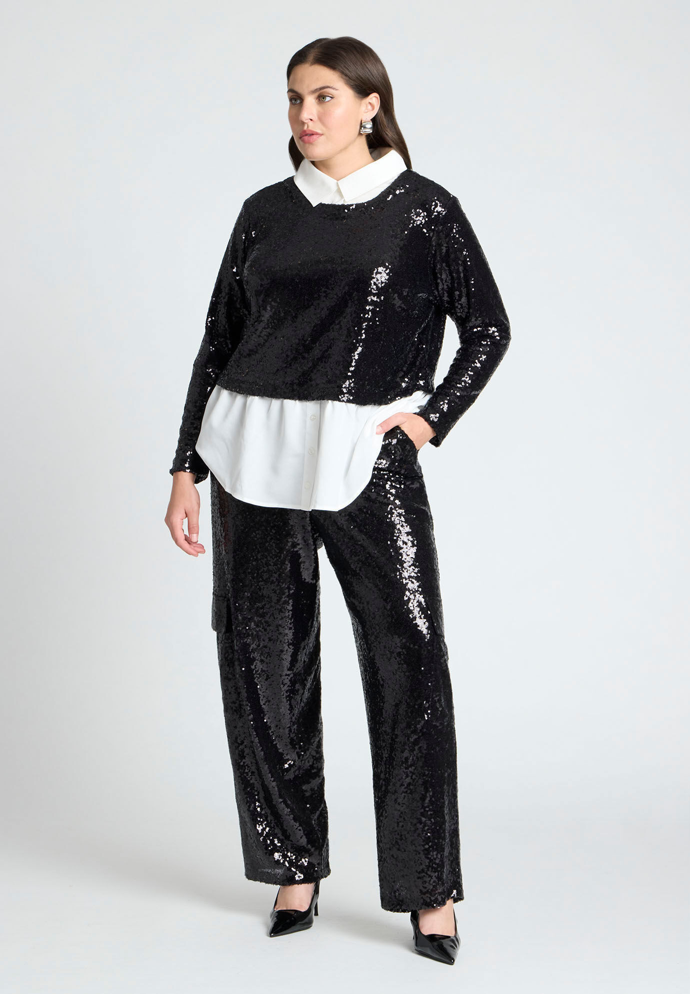 Sequin Cargo Pant | Eloquii