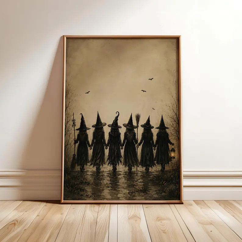 Vintage Witch Wall Art, Halloween Witches Poster, Gothic Witch Print, Dark Cottagecore Decor, Spo... | Etsy (Global)