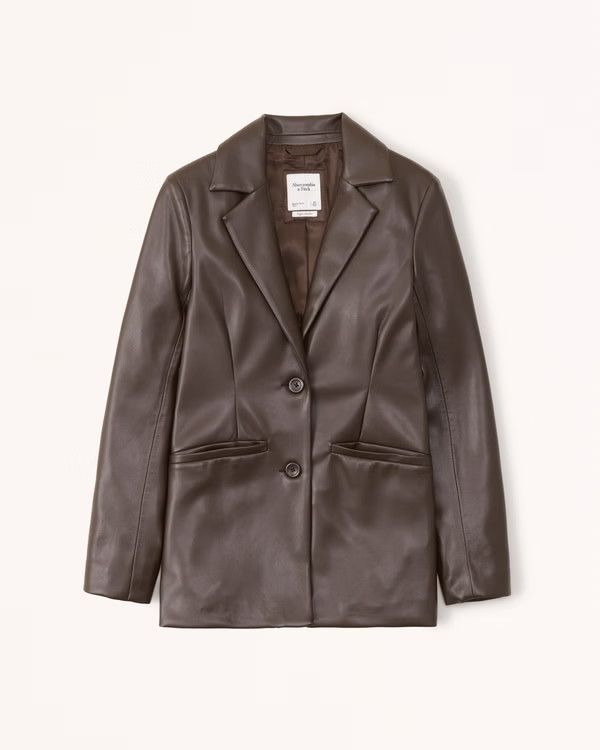 Vegan Leather Blazer Brown Blazer Blazers Business Casual Work Wear Affordable Fashion | Abercrombie & Fitch (US)