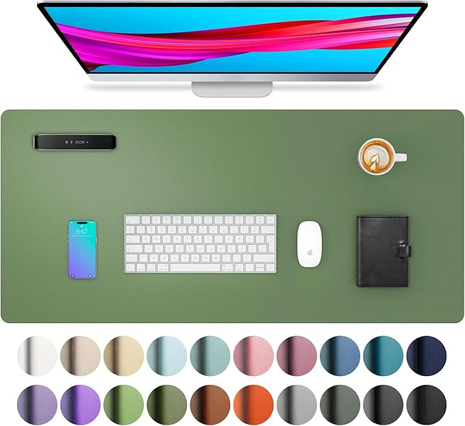 Aothia Leather Desk Pad Protector, Mouse Pad, Office Desk Mat, Non-Slip PU Leather Desk Blotter, ... | Amazon (US)