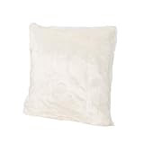 Great Deal Furniture 304240 Laraine Furry Glam White Faux Fur Throw Pillow | Amazon (US)