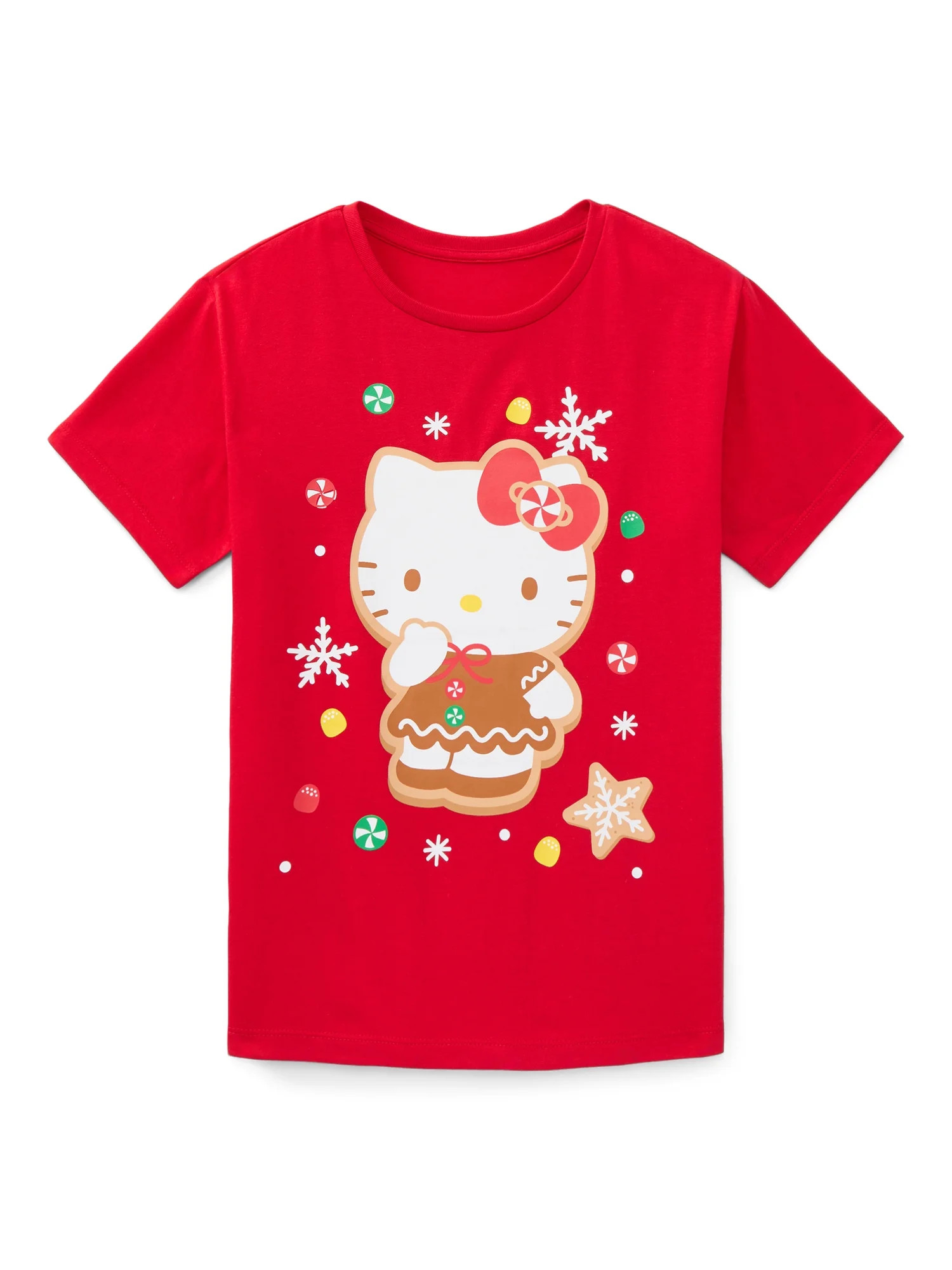 Sanrio Hello Kitty Gingerbread Girls Graphic Tee with Short Sleeves, Sizes 4-16 | Walmart (US)
