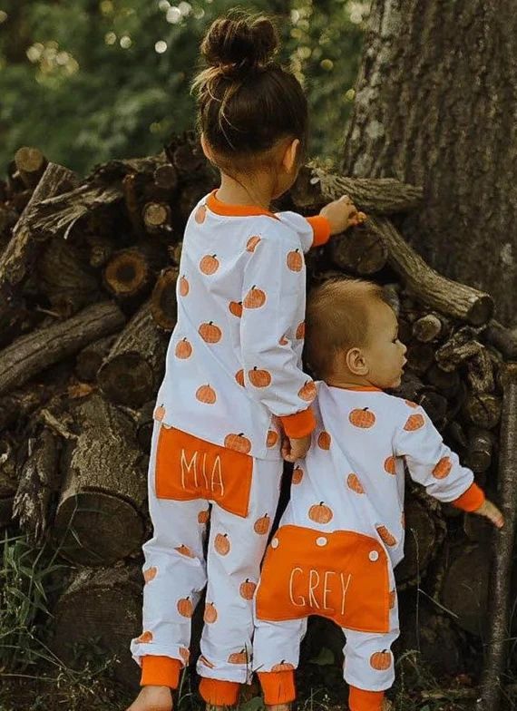 Personalized Pumpkin Pjs Personalized Pjs Custom Embroidery - Etsy | Etsy (US)