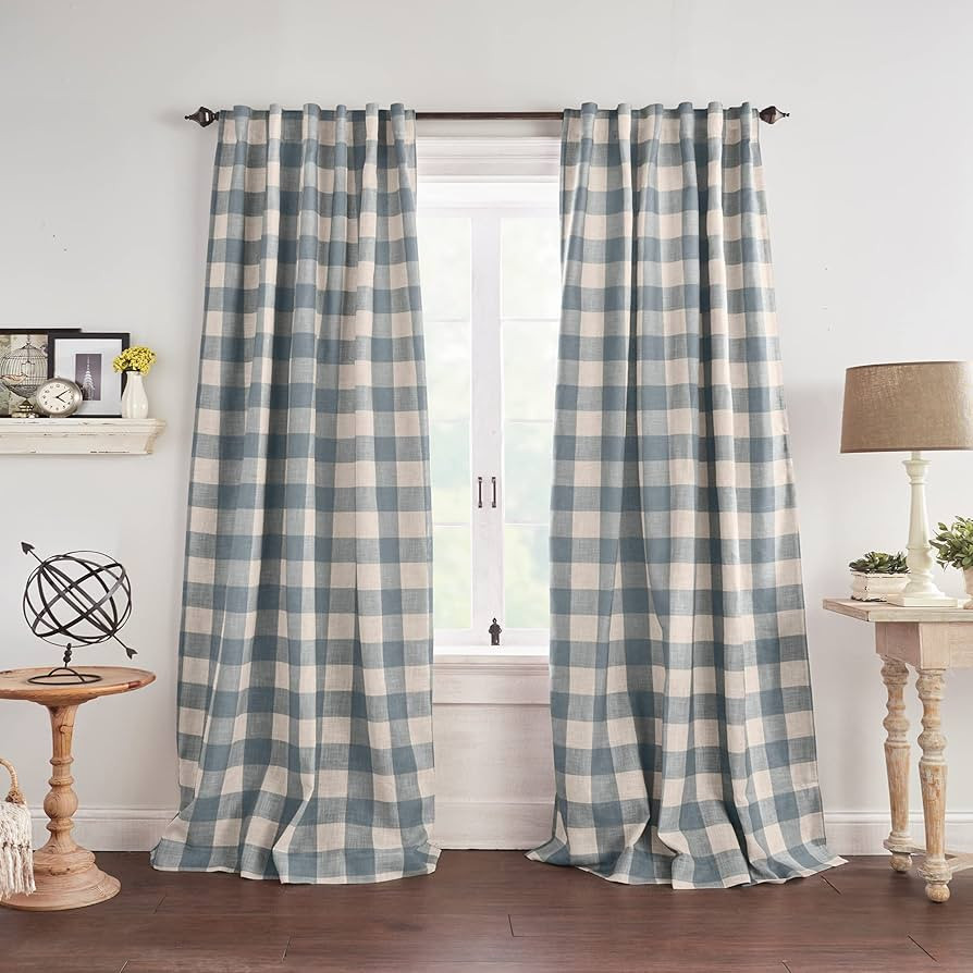 Elrene Home Fashions Farmhouse Living Grainger Buffalo-Check Blackout Window Curtain, Living Room... | Amazon (US)