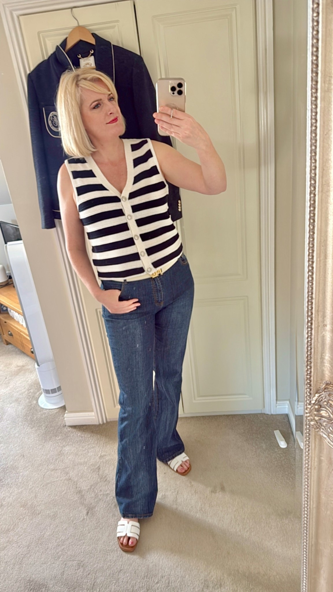 Hi everyone! Another knitted black &amp; white waistcoat with silver buttons from my stories try in. Can be dressed up or worn casually. 

U.K. blogger, peacocks, spring, knitwear, tall, midsize. 



#LTKspring #LTKeurope #LTKstyletip