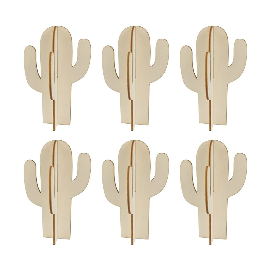 12pcs Cacti Wood DIY Crafts Cutouts Wooden Cactus Tabletop Decoration for DIY Projects Hawaii Sum... | Amazon (US)