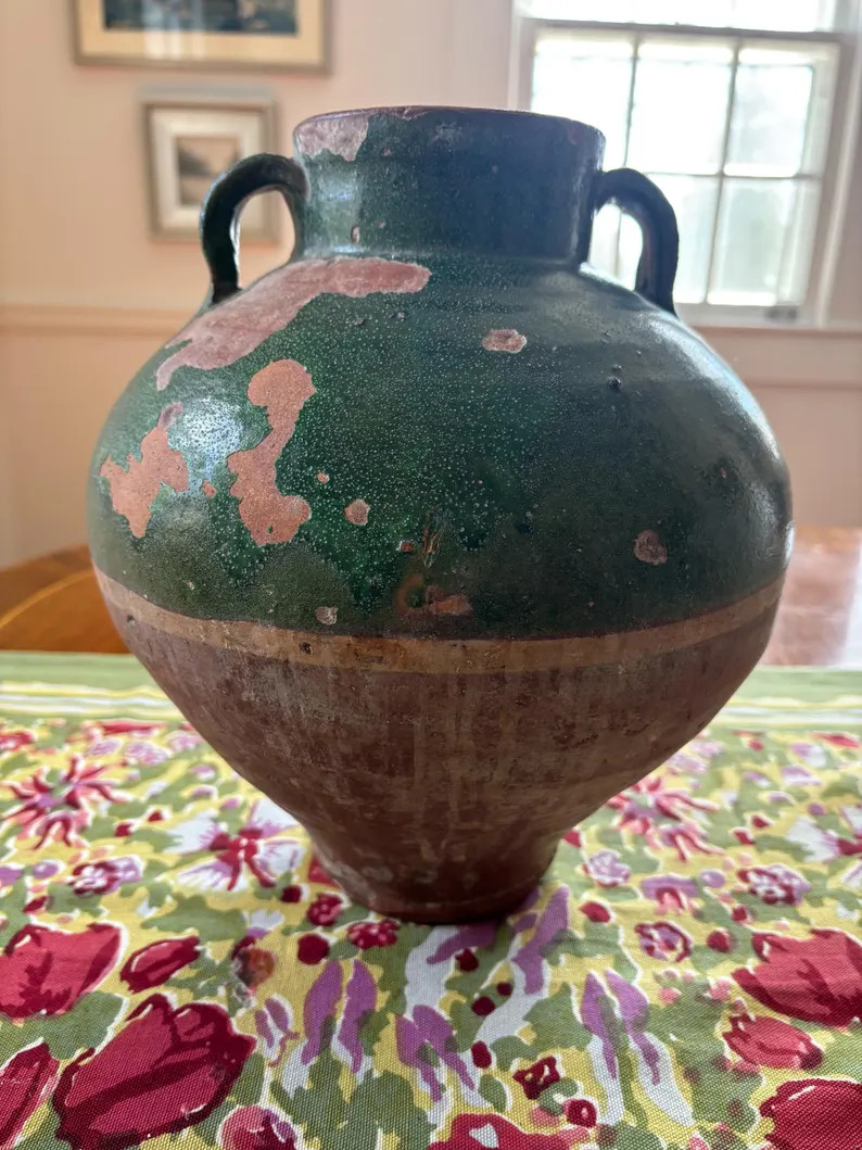 French Terracotta Confit Pot or Vase With Green Glaze; 19th Century - Etsy | Etsy (Global)