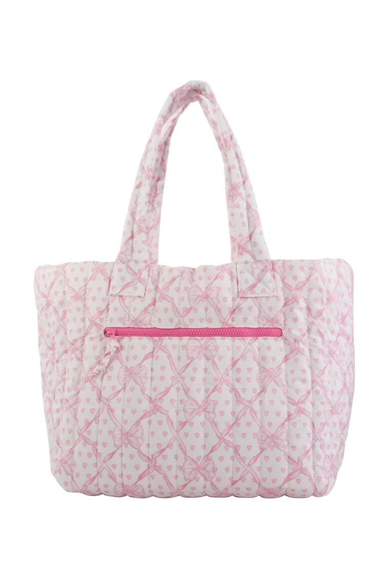 Roller Rabbit x LoveShackFancy Baby Bow Hearts Large Quilted Tote | LOVESHACKFANCY