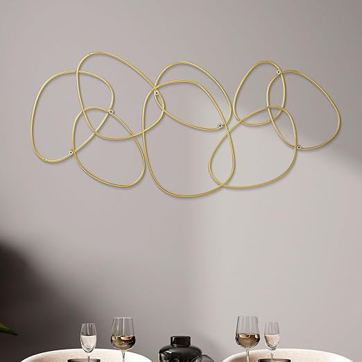 Hicarer 3 Pcs Interlocking Rings Wall Sculpture Gold Metal Home Wall Decor Abstract Aesthetic Gol... | Amazon (US)
