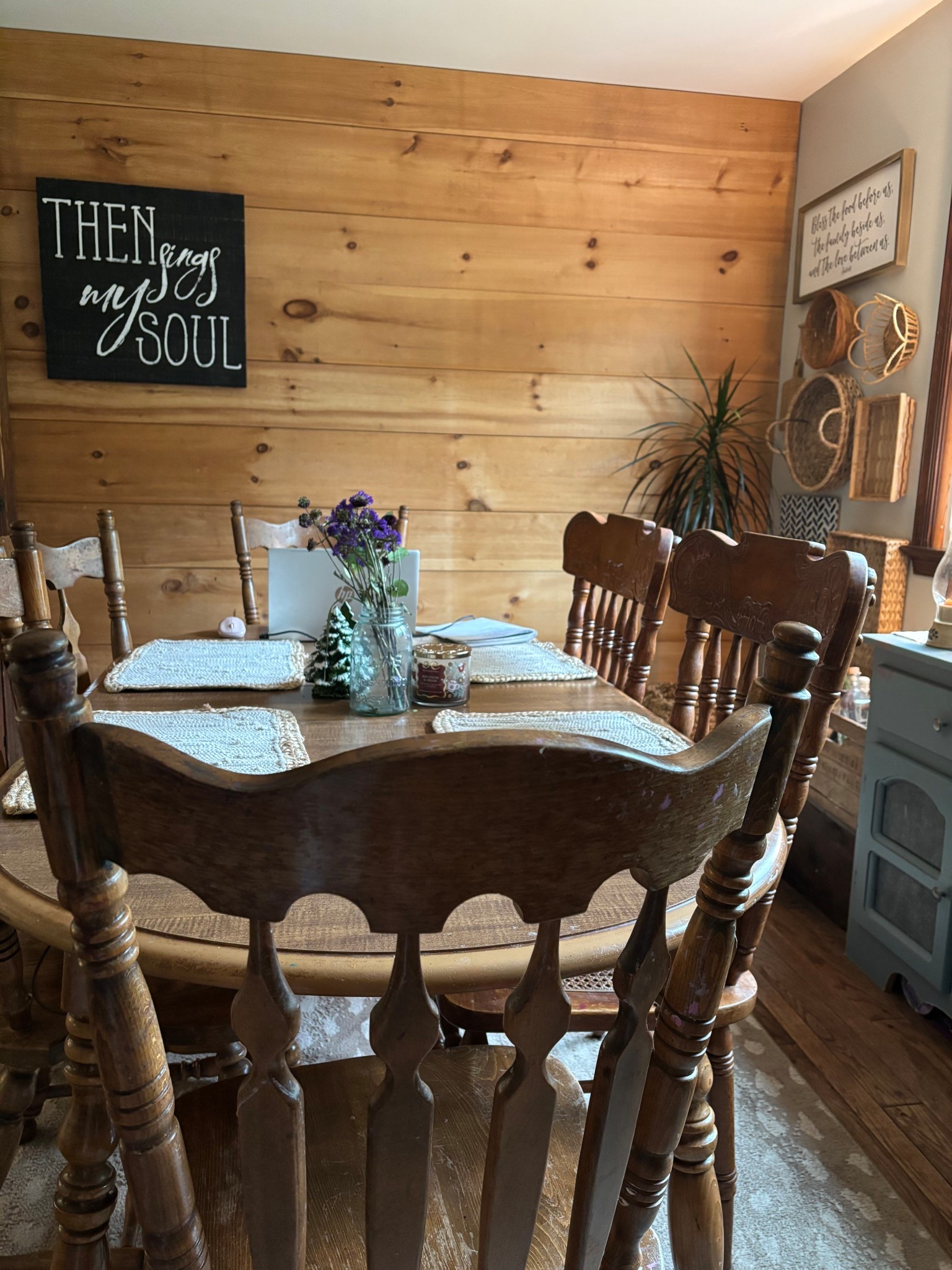 Obsessed with the shiplap in our dining room. I love a #rustic feel!  

 #LTKSeasonal #LTKHome #LTKFamily