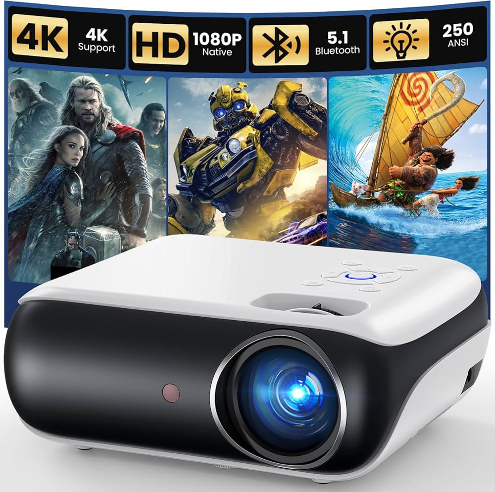 HAPPRUN Native 1080P Bluetooth Mini Projector, Full HD Portable Outdoor Movie Projector with Buil... | Amazon (US)