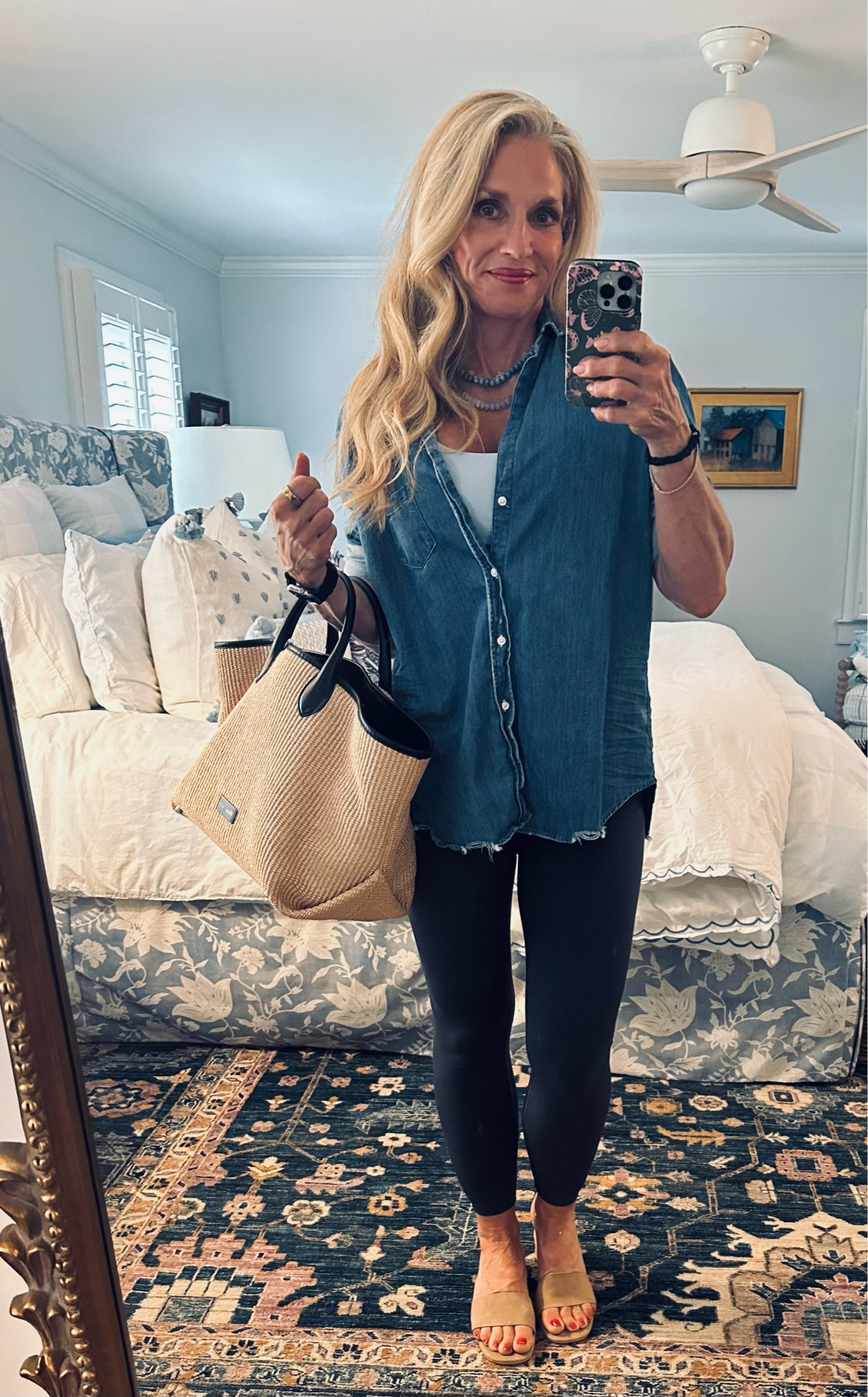 Gym to errand wear :) This is my absolute fav denim shirt (runs big… I’m wearing a M) from Frank & Eileen.  It’s a classic and a forever slow fashion wardrobe staple. OC, my all time fav leggings  from Adanola (s) & bra top/tank from Alo (m). Adanola is my go-to for gym wear basics, including sweats; they’re workhorses… last forever & fit like a glove! I especially love their legging because they don’t have a center front seem! 😉 luv, luv, luv this Alo bra top that doubles as a cropped tank… need I say more? It’s gym wear & street wear all rolled into one! I buy it in every color they come out with 😉

#LTKOver40 #LTKStyleTip #LTKFitness
