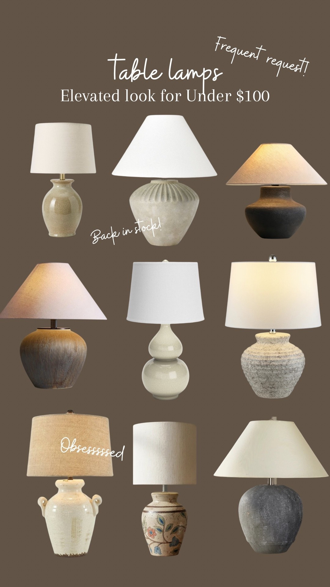 Table lamps under $100!!