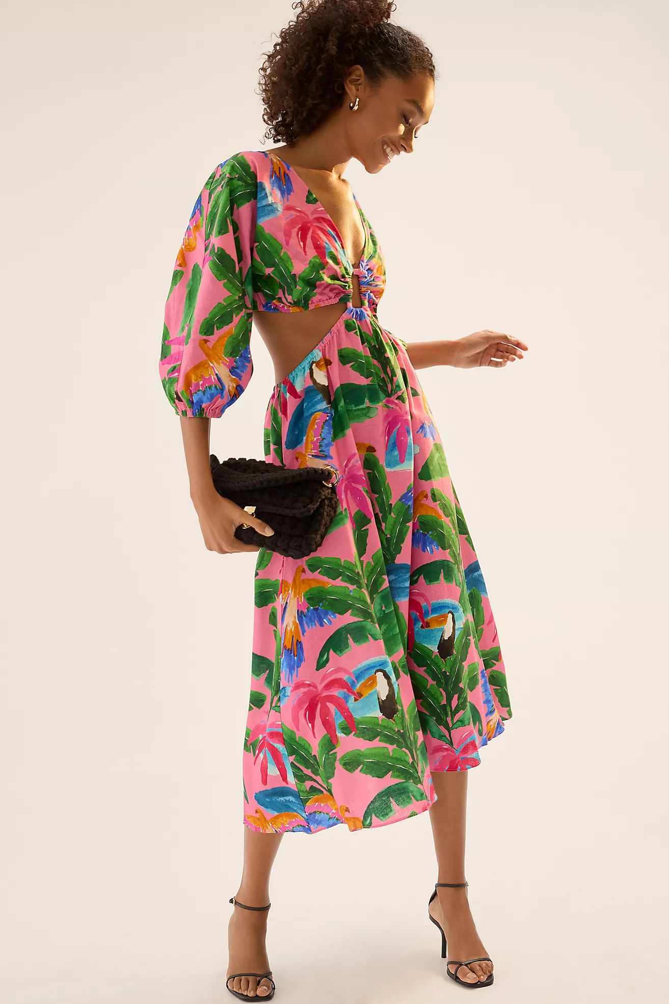 Farm Rio x Anthropologie Printed V-Neck Cutout Dress | Anthropologie (US)