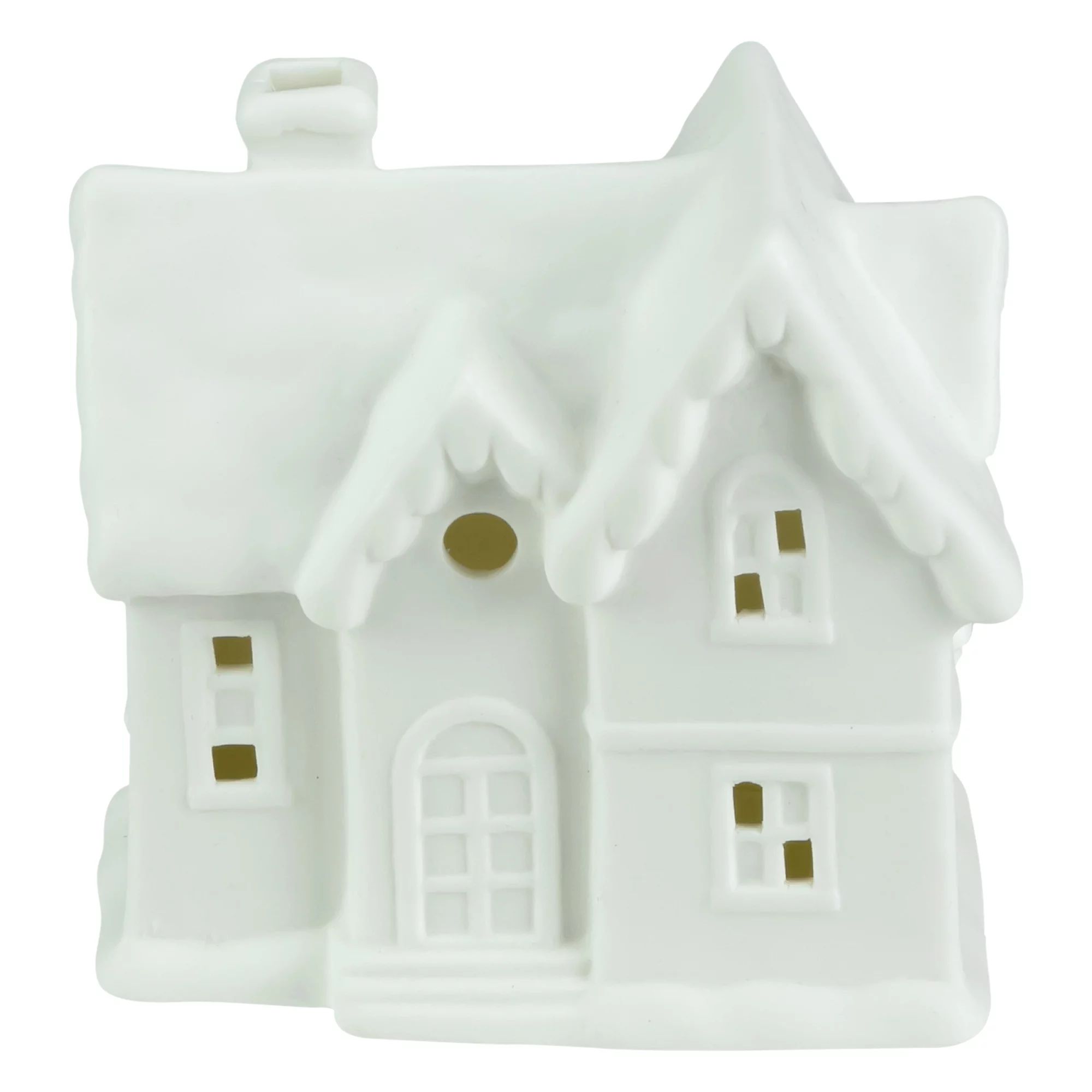 4.25" LED Lighted Ceramic Christmas House, Warm White Lights | Walmart (US)