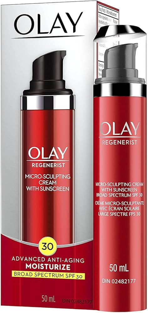Face Moisturizer by Olay Regenerist Microsculpting Cream With SPF 30 Sunscreen  and Vitamin E ... | Amazon (US)
