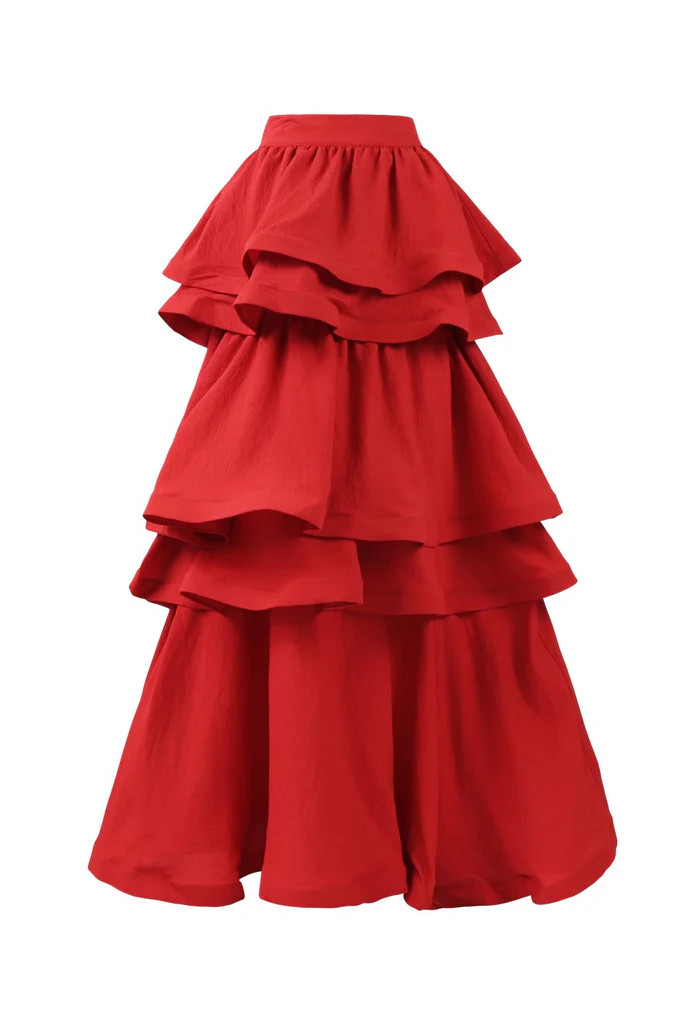 Teagan Tiered Skirt - Red | Shop BURU