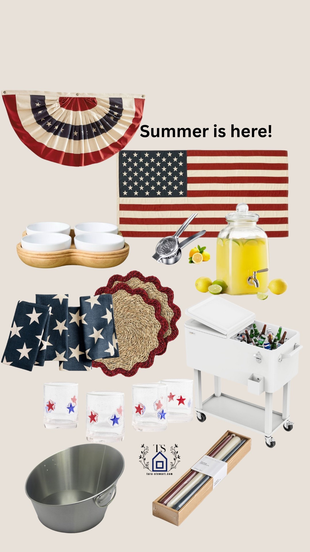 Summertime is finally here! Let the BBQ’s begin! Everything you need to help you get ready for your 4th of July BBQ. 
#American flag
#Summer BBQ
#lemonade dispenser

#LTKSummerEdit #LTKSaleAlert #LTKSeasonal