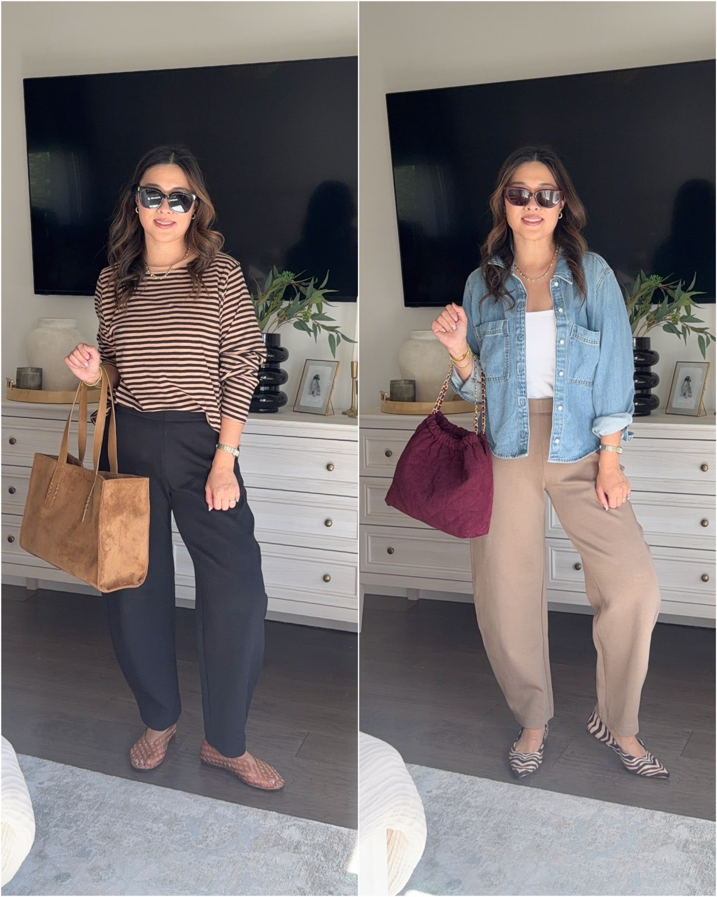 The viral Target barrel pants that looks like Ruti pants!!! Get these now before they are gone! I am a size 6 and wearing Small.

#rutipants #barrelpants #lookforless #targetstyle #salmad1