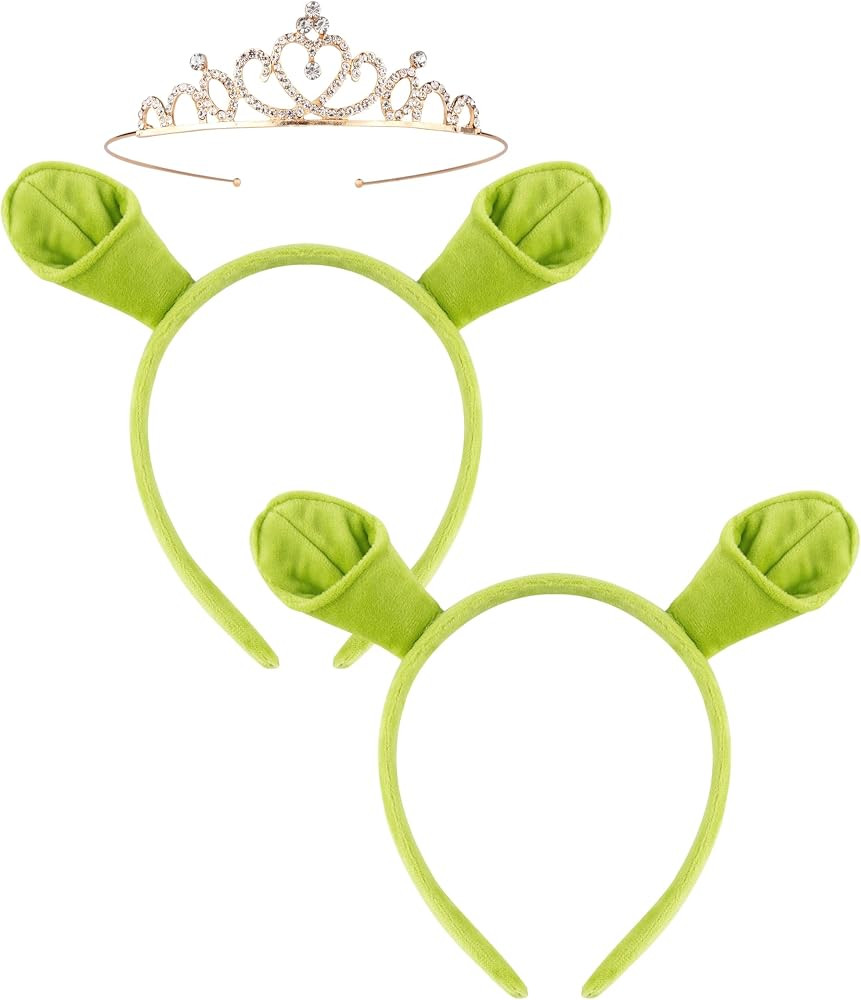 3Pcs Green Ogre Ears Headband Crown Costume Party Accessories Halloween Monster Cosplay Headwear ... | Amazon (US)