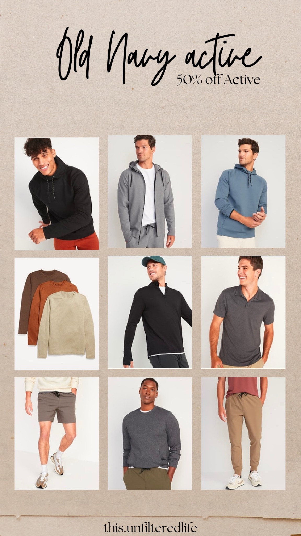 Old Navy, active 50% off ends today! 

Men’s style, men’s athletic wear, joggers, 7 inch inseam shorts 

#LTKsalealert #LTKstyletip #LTKmens