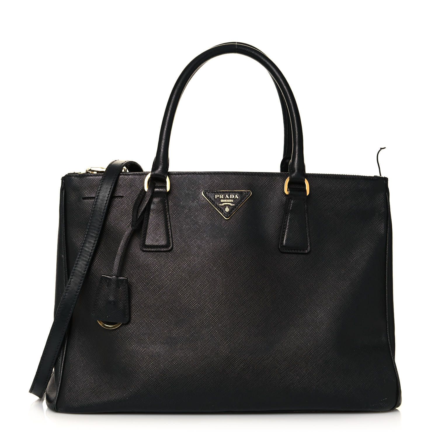 Saffiano Medium Galleria Double Zip Tote Black | Fashionphile