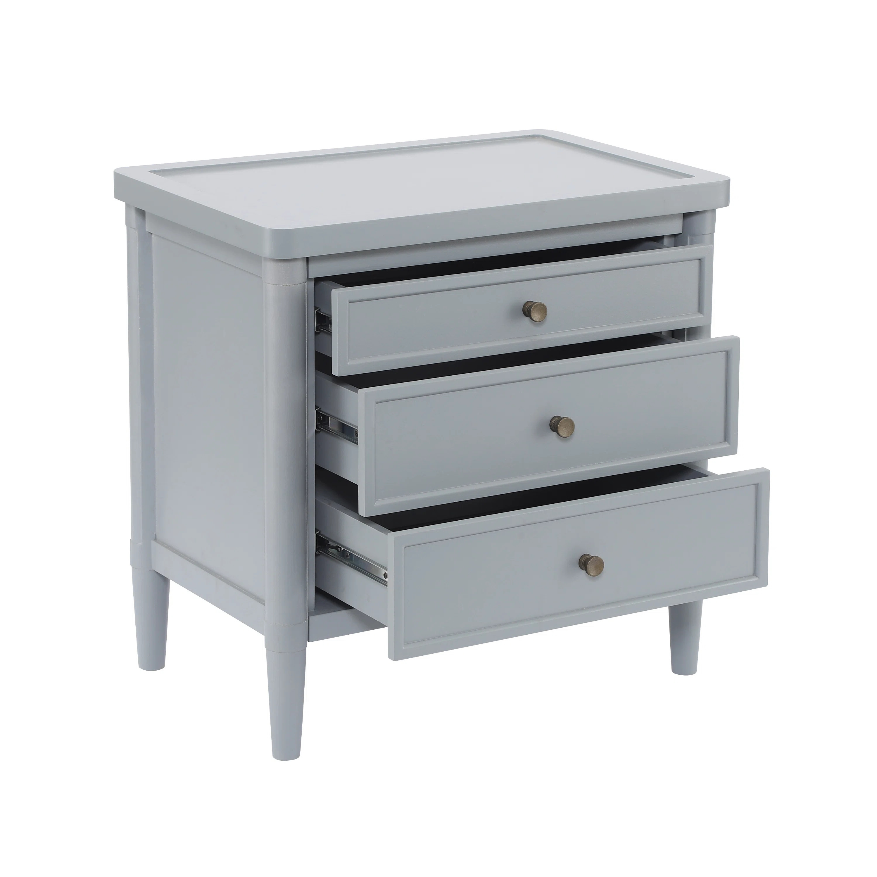 Alzada Modern Nightstand with 3 Drawers & Pine Wood Legs | Wayfair North America