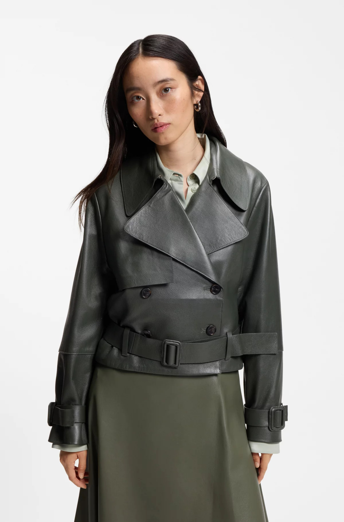 Leather jacket with trench styling | HUGO BOSS AG - Australia