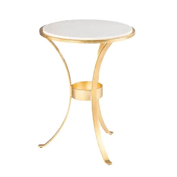Silver Orchid Floristan Transitional Silver Stone Accent Table - Gold / White | Bed Bath & Beyond