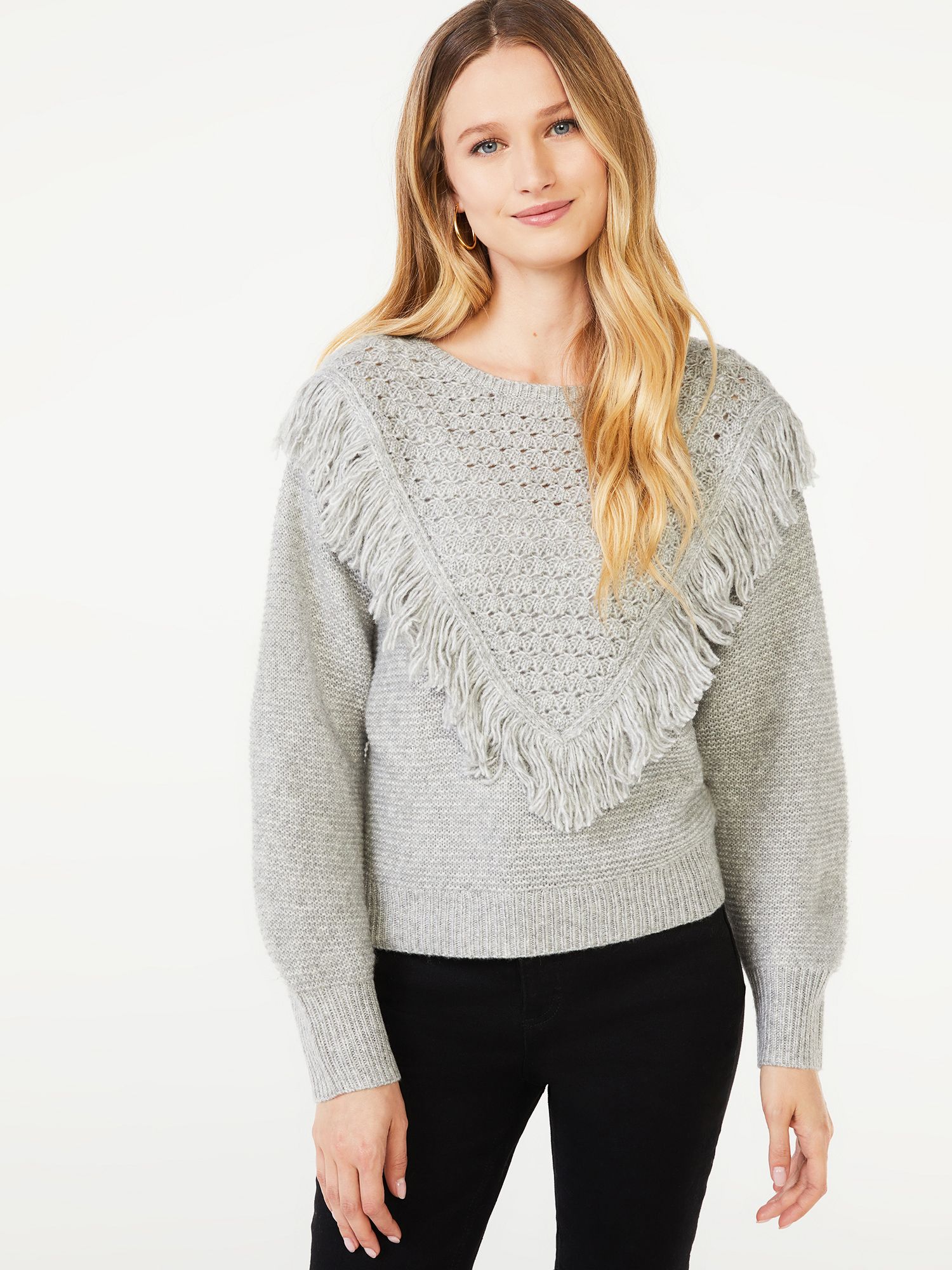Scoop Women's Fringe Sweater - Walmart.com | Walmart (US)