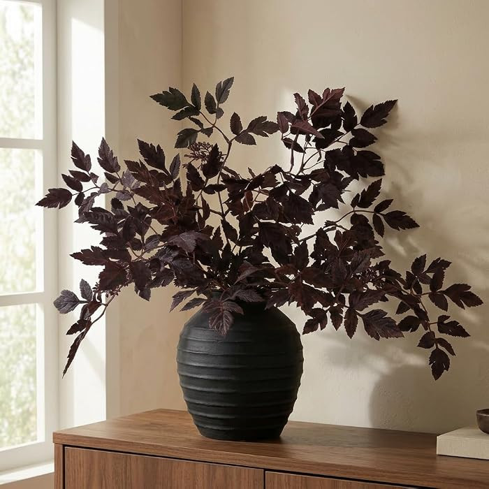 Fall Decorations Fall Stems for Vase, Set of 3 Faux Plum Burgundy Branches | Amazon (US)