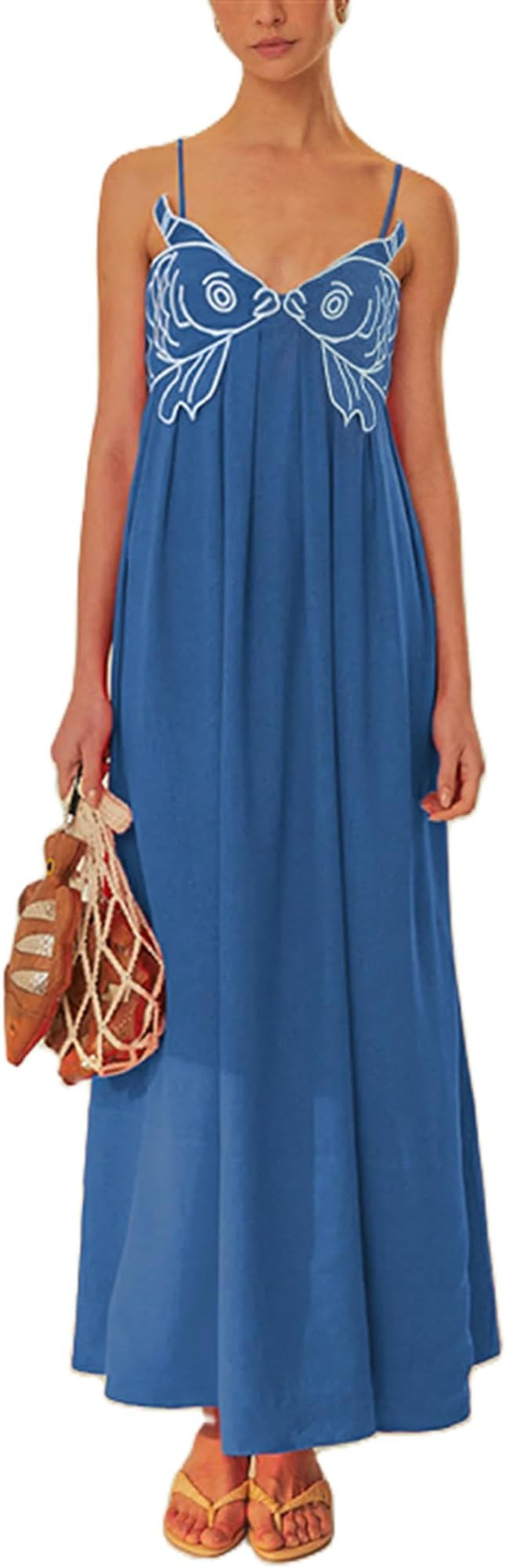 Yuemengxuan Boho Maxi Dresses for Women Spaghetti Strap Flowy Smocked Long Dress Casual Summer Va... | Amazon (US)