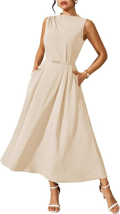 Pink Queen Business Casual Dress for Women 2026 Summer Office Work Midi Sleeveless A Line Empire ... | Amazon (US)